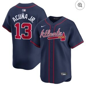 Men's Atlanta Braves Ronald Acuña Jr. Nike Navy Alternate Jersey – Size Large